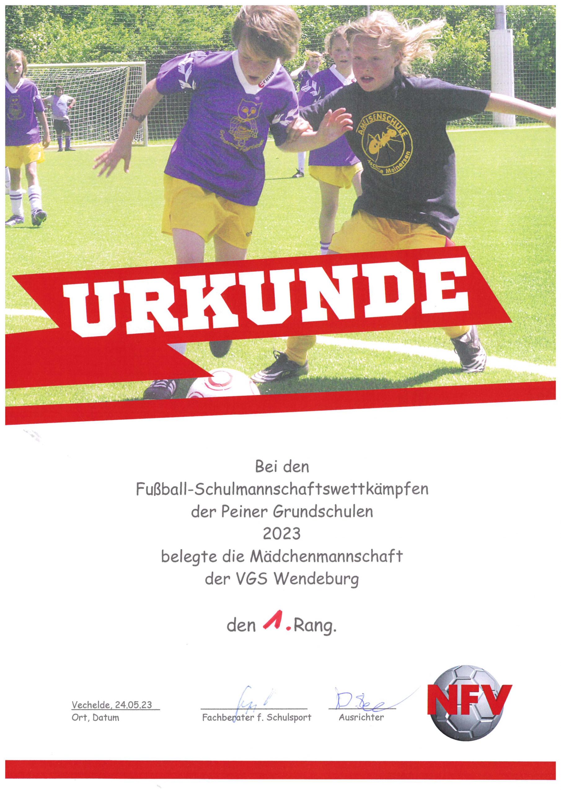 Urkunde der Mädchen